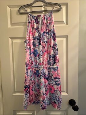 Lily Pulitzer Floral Pink & Blue Halter Romper